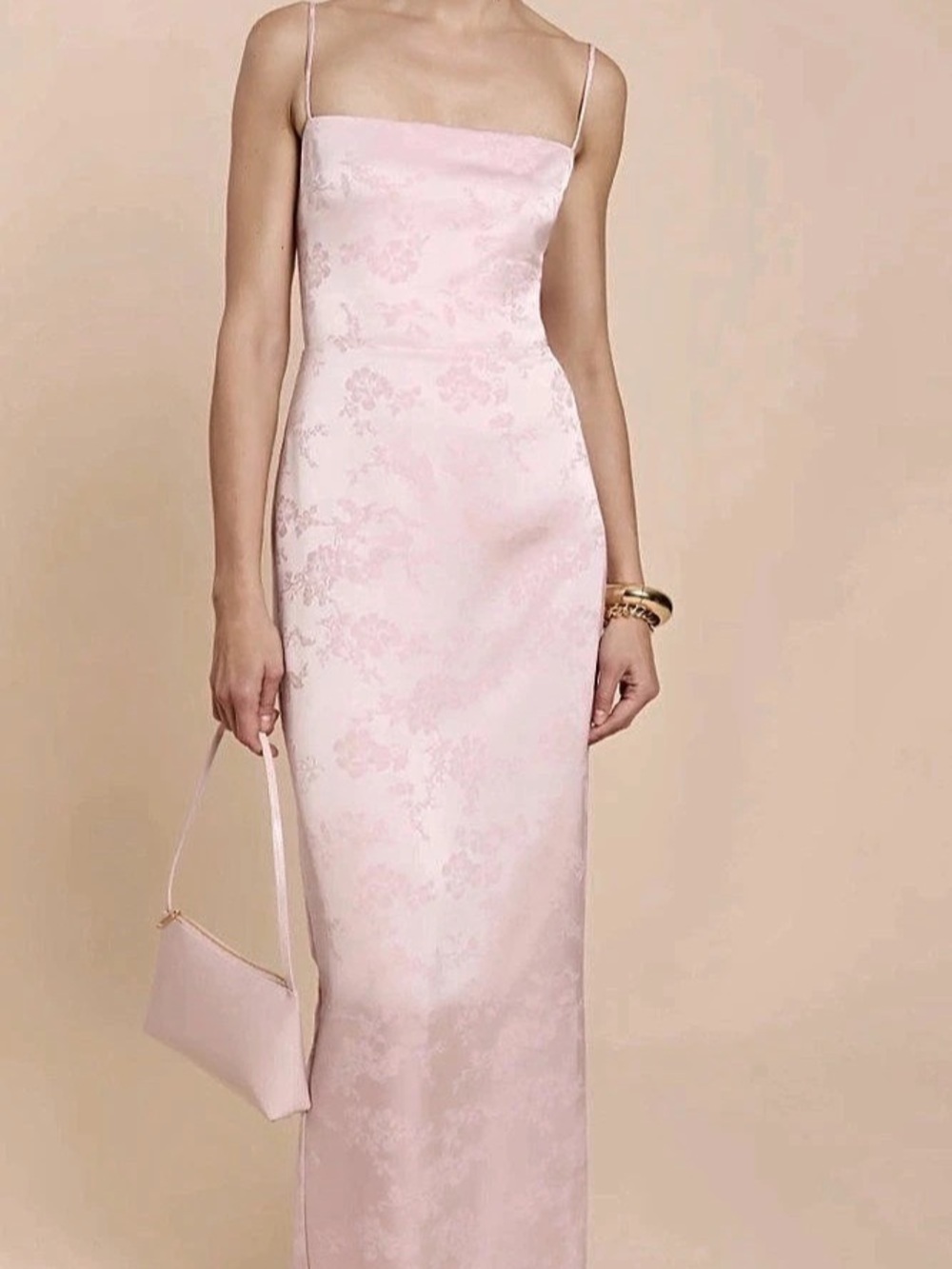Few Moda kourt NWT Calla Jacquard Floral Maxi Slip Dress in Pink Size 8